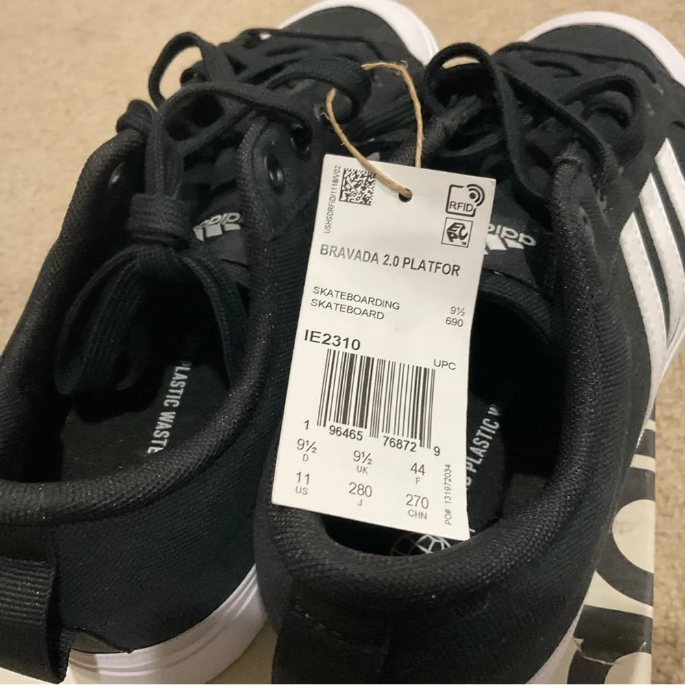 adidas Women's Black and White Platform Canvas Sneakers